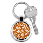 Orange Floral Walls  Key Chain (Round)