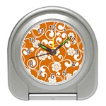 Orange Floral Walls  Travel Alarm Clock