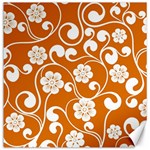 Orange Floral Walls  Canvas 16  x 16 