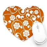 Orange Floral Walls  Heart Mousepad