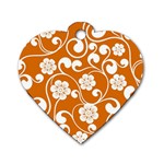 Orange Floral Walls  Dog Tag Heart (Two Sides)