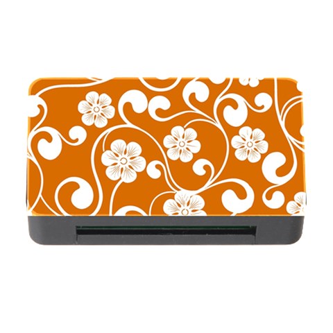 Orange Floral Walls  Memory Card Reader with CF from ArtsNow.com Front