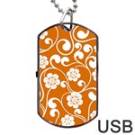 Orange Floral Walls  Dog Tag USB Flash (Two Sides)