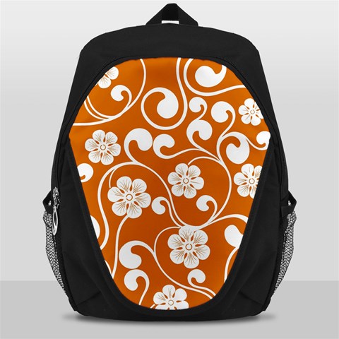 Orange Floral Walls  Backpack Bag from ArtsNow.com Front