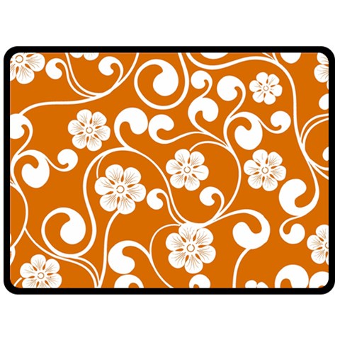 Orange Floral Walls  Double Sided Fleece Blanket (Large) from ArtsNow.com 80 x60  Blanket Front