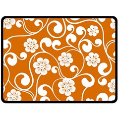 Orange Floral Walls  Double Sided Fleece Blanket (Large) from ArtsNow.com 80 x60  Blanket Back