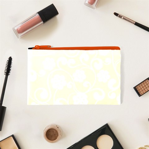 Orange Floral Walls  Cosmetic Bag (XS) from ArtsNow.com Front