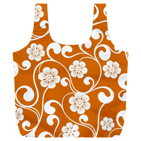 Orange Floral Walls  Full Print Recycle Bag (XXL) from ArtsNow.com Front