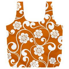 Orange Floral Walls  Full Print Recycle Bag (XXL) from ArtsNow.com Front