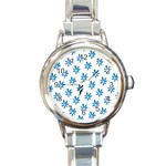 Little Blue Daisies  Round Italian Charm Watch