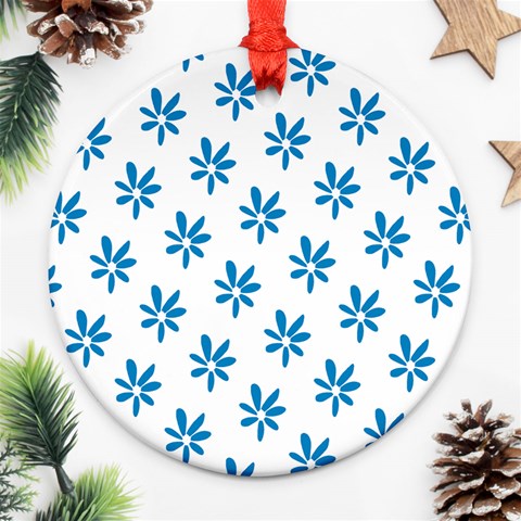 Little Blue Daisies  Ornament (Round) from ArtsNow.com Front