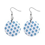 Little Blue Daisies  Mini Button Earrings