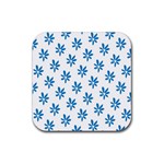 Little Blue Daisies  Rubber Coaster (Square)