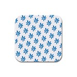 Little Blue Daisies  Rubber Square Coaster (4 pack)