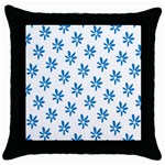 Little Blue Daisies  Throw Pillow Case (Black)