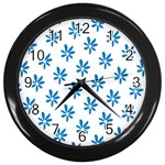 Little Blue Daisies  Wall Clock (Black)