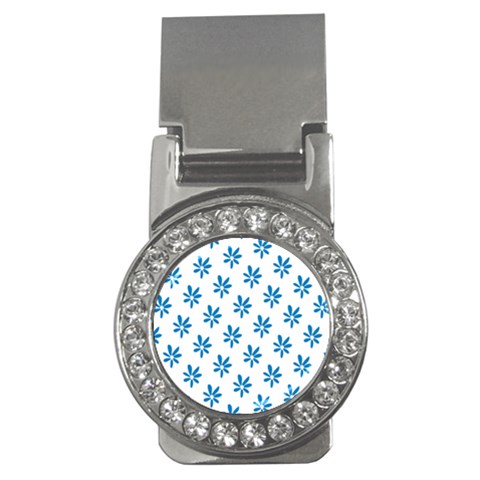 Little Blue Daisies  Money Clip (CZ) from ArtsNow.com Front