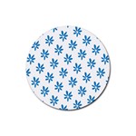 Little Blue Daisies  Rubber Coaster (Round)