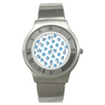 Little Blue Daisies  Stainless Steel Watch