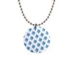 Little Blue Daisies  1  Button Necklace