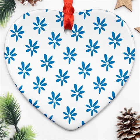 Little Blue Daisies  Heart Ornament (Two Sides) from ArtsNow.com Front