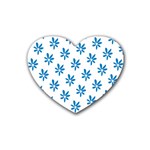 Little Blue Daisies  Rubber Coaster (Heart)