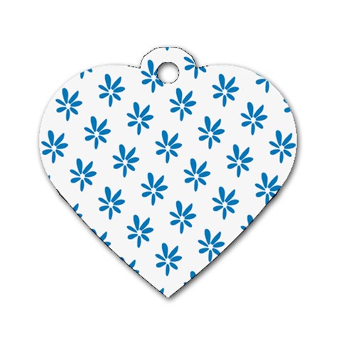 Little Blue Daisies  Dog Tag Heart (Two Sides) from ArtsNow.com Front