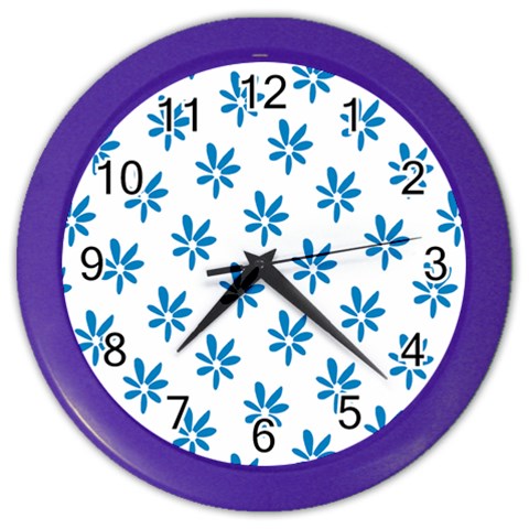 Little Blue Daisies  Color Wall Clock from ArtsNow.com Front