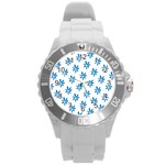 Little Blue Daisies  Round Plastic Sport Watch (L)