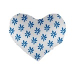 Little Blue Daisies  Standard 16  Premium Heart Shape Cushion 