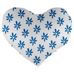 Little Blue Daisies  Large 19  Premium Heart Shape Cushion