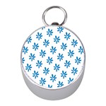 Little Blue Daisies  Silver Compass (Mini)