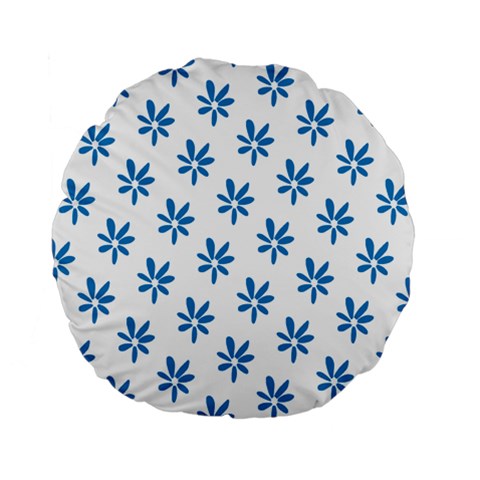 Little Blue Daisies  Standard 15  Premium Flano Round Cushion  from ArtsNow.com Back