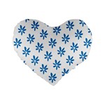 Little Blue Daisies  Standard 16  Premium Flano Heart Shape Cushion 