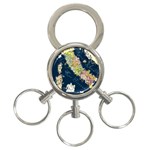 Map Italy Blue  3-Ring Key Chain