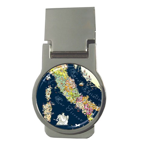 Map Italy Blue  Money Clip (Round) from ArtsNow.com Front