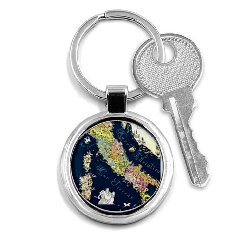 Map Italy Blue  Key Chain (Round) from ArtsNow.com Front