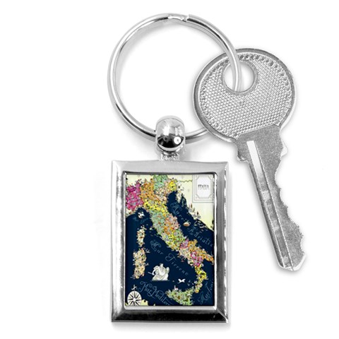 Map Italy Blue  Key Chain (Rectangle) from ArtsNow.com Front