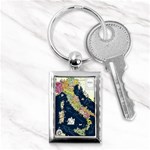 Map Italy Blue  Key Chain (Rectangle)