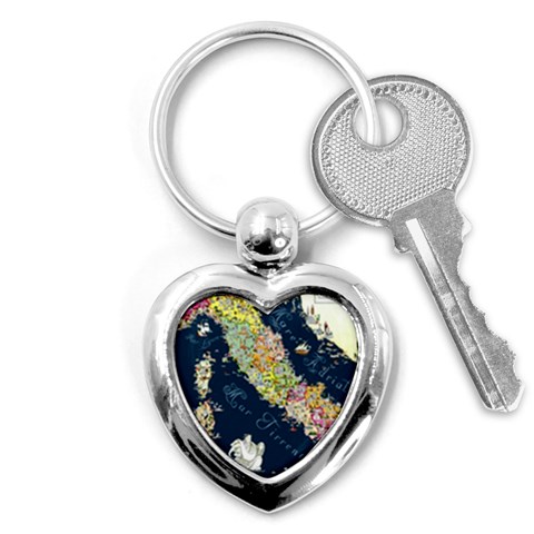 Map Italy Blue  Key Chain (Heart) from ArtsNow.com Front