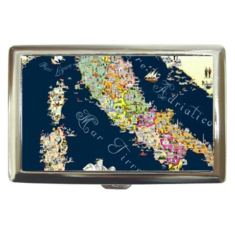 Map Italy Blue  Cigarette Money Case from ArtsNow.com Front