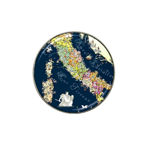 Map Italy Blue  Hat Clip Ball Marker from ArtsNow.com Front