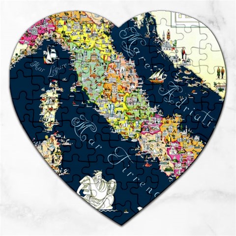 Map Italy Blue  Jigsaw Puzzle (Heart) from ArtsNow.com Front