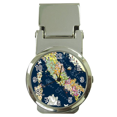 Map Italy Blue  Money Clip Watch from ArtsNow.com Front