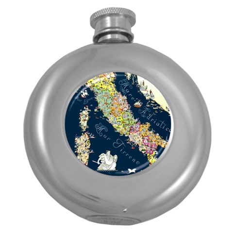 Map Italy Blue  Hip Flask (5 oz) from ArtsNow.com Front