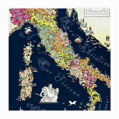 Map Italy Blue  Medium Glasses Cloth from ArtsNow.com Front