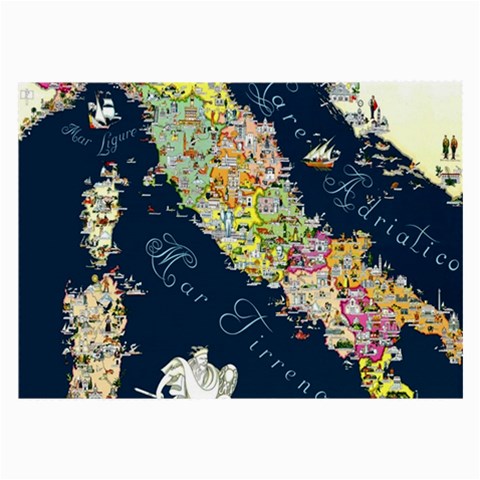 Map Italy Blue  Large Glasses Cloth from ArtsNow.com Front