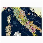 Map Italy Blue  Large Glasses Cloth