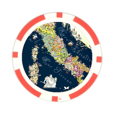 Map Italy Blue  Poker Chip Card Guard from ArtsNow.com Front