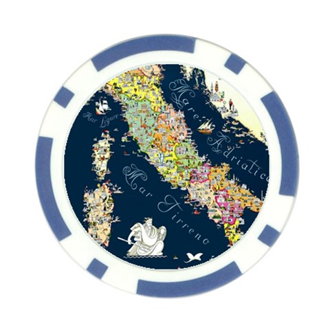 Map Italy Blue  Poker Chip Card Guard from ArtsNow.com Front